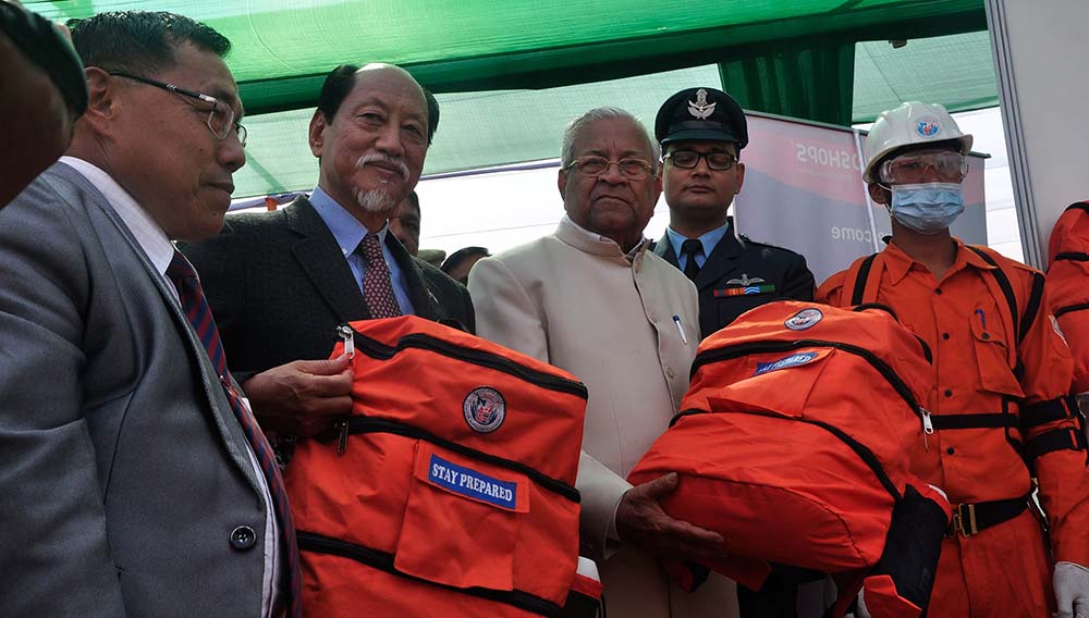 NSDMA handing over Emergency Kit Bag to Hon’ble Governor Nagaland and Hon’ble Chief Minister Nagaland during the celebration of 70th Independence Day
