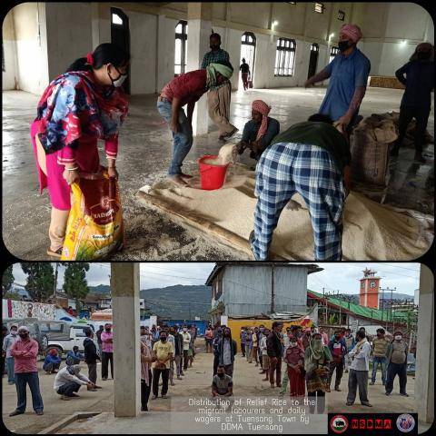 Releif rice distribution at Tuensang 